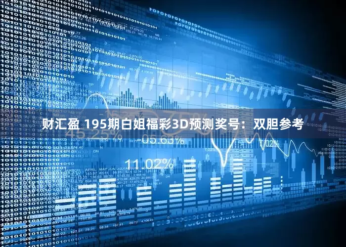 财汇盈 195期白姐福彩3D预测奖号：双胆参考